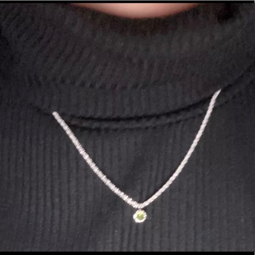 Simulated Emerald CZ Necklace – 14K Gold Plated 925 Silver, Dainty Round Pendant - Picture 10 of 11